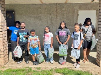 Kids with gift bags